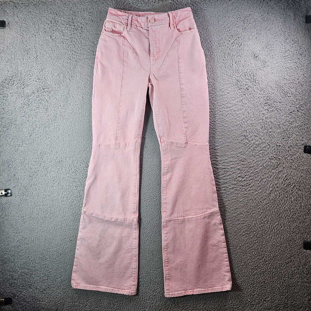 Good American Dusty Pink Flared Wide-Leg Jeans